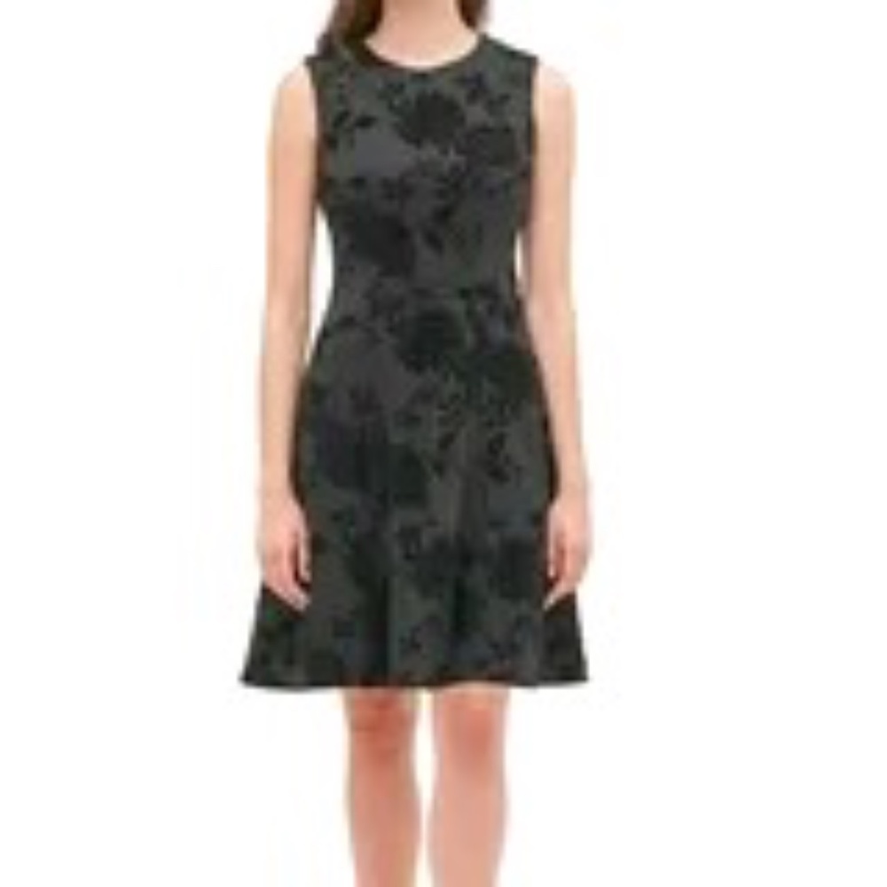 Tommy  Hilfiger  Womens Black Velvet Sleeveless Fit & Flare Party Dress Sz 16